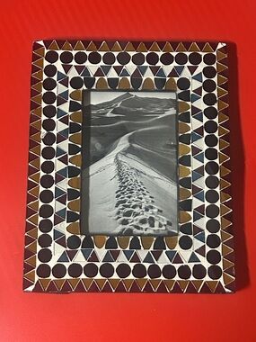 Decorative Mosaic Photo Frame in Brown, Black & White - Unbranded